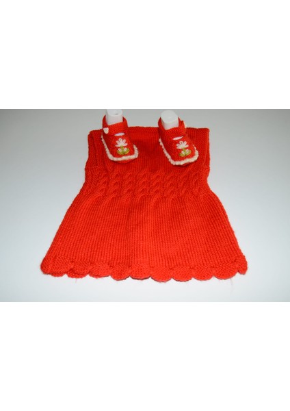 Bebek Yelek ve Patik Takımı – Kırmızı Çiçekli Desen 🌼 fırsatları