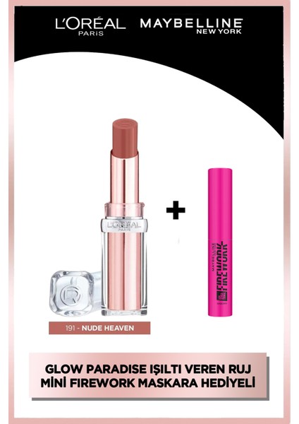 Glow Paradise 191 Işıltı Veren Ruj & Firework Mini Maskara Hediyeli