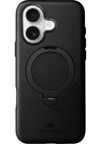 iPhone 16 Vapor Deri Magsafe Standlı Kılıf - Siyah