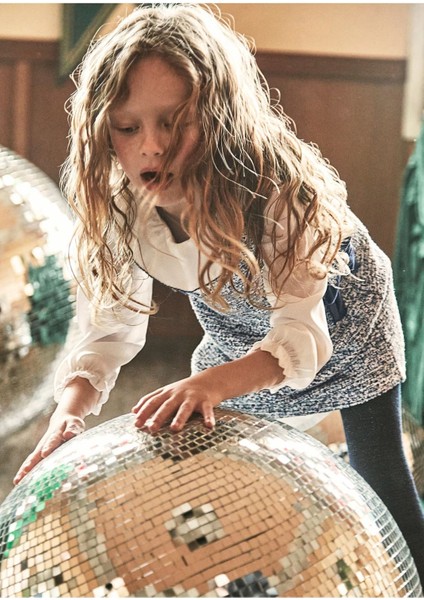 Kız Çocuk Elastik Manşetli Uzun Kollu Önlük Elbise 4990 Lacivert fiyatları