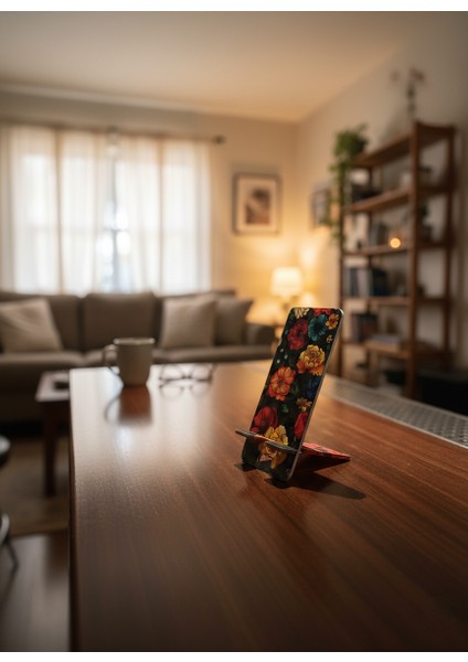 Pleksi Telefon Standı ve Telefon Tutucu Premium Yaz Çiçekli Epoksi Baskı Tasarım modelleri