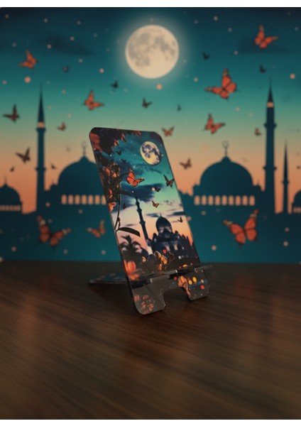 Pleksi Telefon Standı ve Telefon Tutucu Premium Dolunay Cami Epoksi Baskı Tasarım