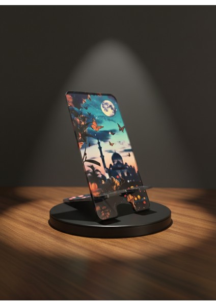 Pleksi Telefon Standı ve Telefon Tutucu Premium Dolunay Cami Epoksi Baskı Tasarım modelleri