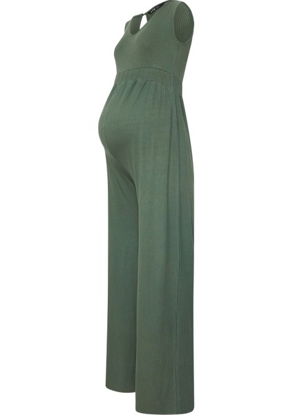 Büyük Beden Fitilli Kumaştan Beli Lastikli Sırt Detaylı Paçası Uzun Tulum 198140