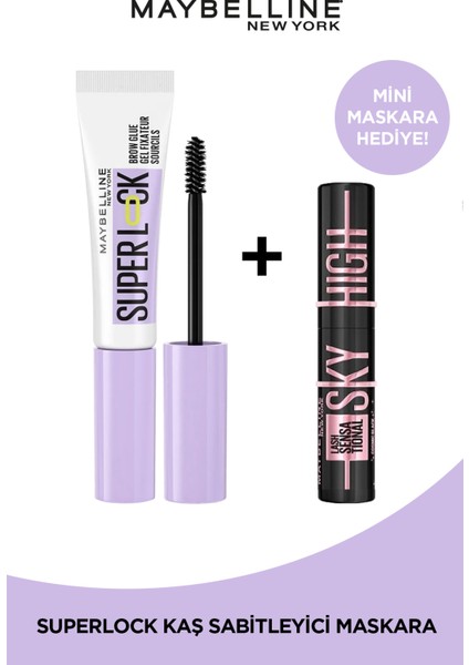 Super Lock Brow Glue Kaş Sabitleyici Maskara & Sky High Cosmic Mini Maskara Hediyeli
