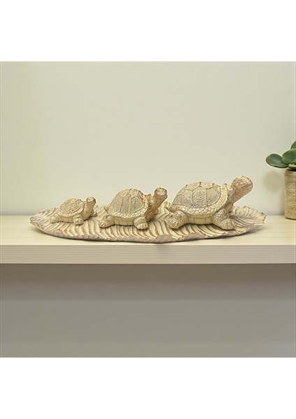 Dekoratif Polyester Üçlü Tabaklı Kaplumbağa Set Krem Eskitme fiyatları