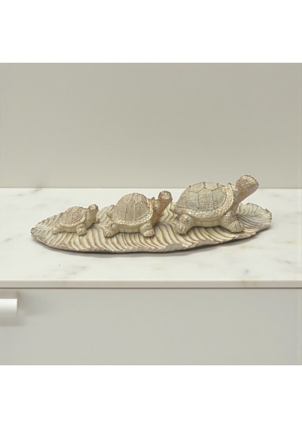 Dekoratif Polyester Üçlü Tabaklı Kaplumbağa Set Krem Eskitme modelleri