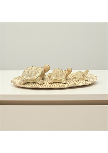 Dekoratif Polyester Üçlü Tabaklı Kaplumbağa Set Krem Eskitme indirimleri