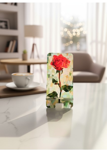 Pleksi Telefon Standı ve Telefon Tutucu Premium Mozaik Gül Epoksi Baskı Tasarım fiyatları