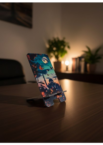 Pleksi Telefon Standı ve Telefon Tutucu Premium Dolunay Cami Epoksi Baskı Tasarım indirimleri