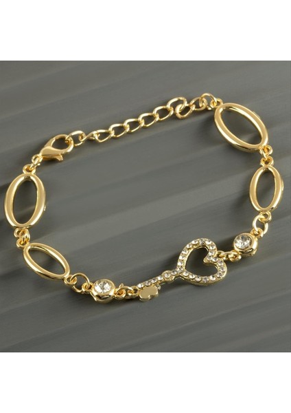 Allzey Kalp Anahtar Taşlı Trend Bileklik-Sarı fiyatları