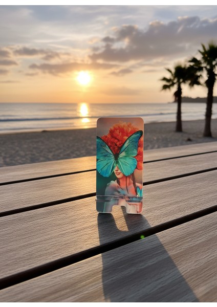 Pleksi Telefon Standı ve Telefon Tutucu Premium Kelebek Kadın Epoksi Baskı Tasarım fırsatları