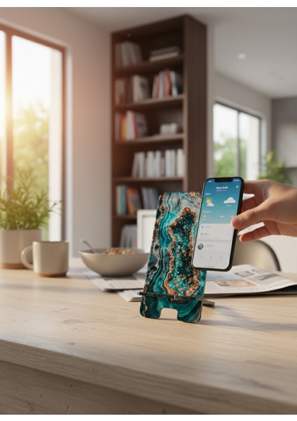 Pleksi Telefon Standı ve Telefon Tutucu Premium Dalga Baskı Epoksi Baskı Tasarım modelleri