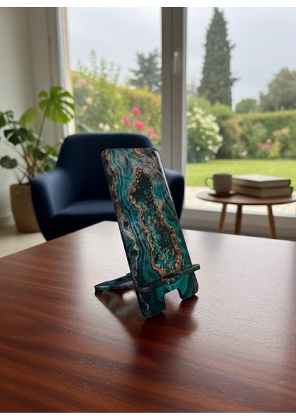 Pleksi Telefon Standı ve Telefon Tutucu Premium Dalga Baskı Epoksi Baskı Tasarım