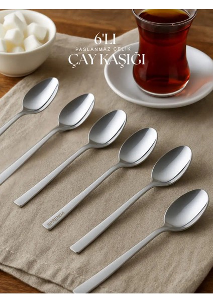 Paslanmaz Çelik 6'lı Çay Kaşığı