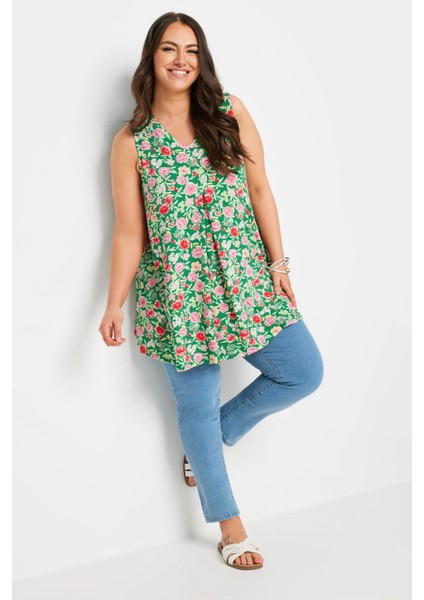 Büyük Beden Sıfır Kol V Yaka Desenli Likralı Bluz 321779 fiyatları