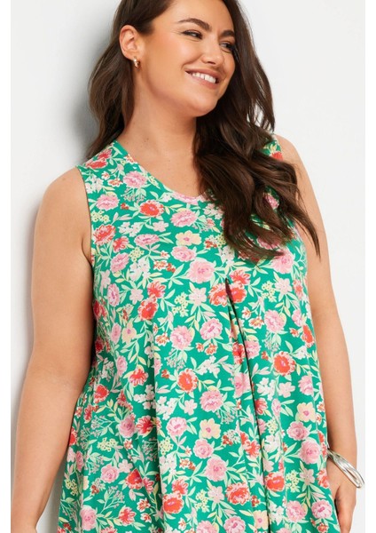 Büyük Beden Sıfır Kol V Yaka Desenli Likralı Bluz 321779 fırsatları