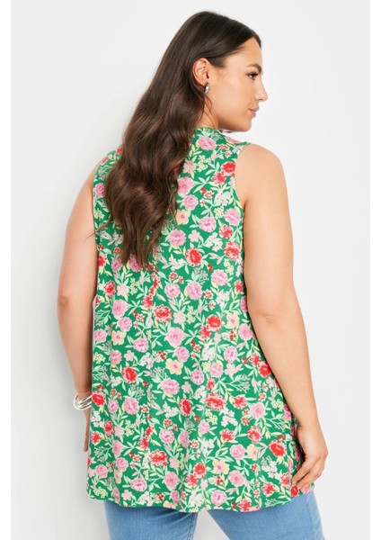 Büyük Beden Sıfır Kol V Yaka Desenli Likralı Bluz 321779 indirimleri