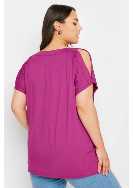 Büyük Beden Omuz Dekolteli Kuşgözü Detaylı Kısa Kollu Bluz 321772 indirimleri