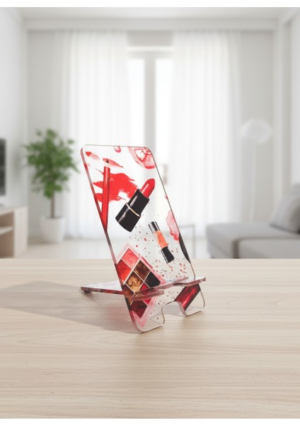 Pleksi Telefon Standı ve Telefon Tutucu Premium Beyaz Kozmetik Epoksi Baskı Tasarım fiyatları