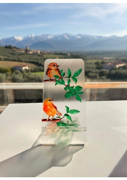 Pleksi Telefon Standı ve Telefon Tutucu Premium Serçe Epoksi Baskı Tasarım indirimleri
