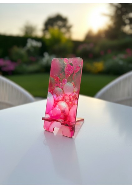 Pleksi Telefon Standı ve Telefon Tutucu Premium Pembe Balonlar Epoksi Baskı Tasarım modelleri