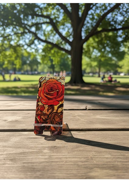 Pleksi Telefon Standı ve Telefon Tutucu Premium Kırmızı Gül Epoksi Baskı Tasarım fiyatları