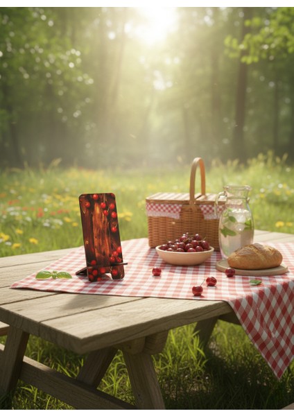 Pleksi Telefon Standı ve Telefon Tutucu Premium Ağaç Kiraz Epoksi Baskı Tasarım indirimleri