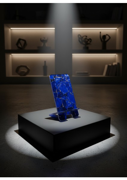 Pleksi Telefon Standı ve Telefon Tutucu Premium Gece Mavisi Taş Epoksi Baskı Tasarım indirimleri