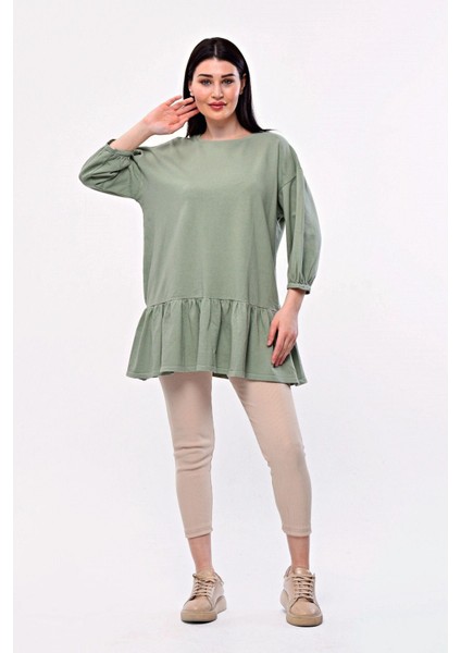 Büyük Beden Eteği Fırfır Detaylı Yarım Balon Kol Bluz 171915 fiyatları