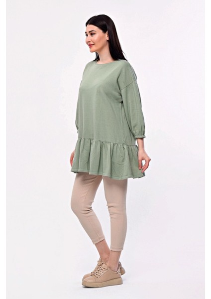 Büyük Beden Eteği Fırfır Detaylı Yarım Balon Kol Bluz 171915 indirimleri
