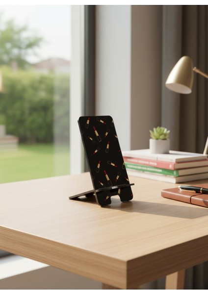 Pleksi Telefon Standı ve Telefon Tutucu Premium Kırmızı Ruj Epoksi Baskı Tasarım modelleri