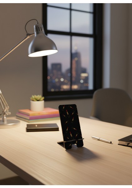 Pleksi Telefon Standı ve Telefon Tutucu Premium Kırmızı Ruj Epoksi Baskı Tasarım indirimleri