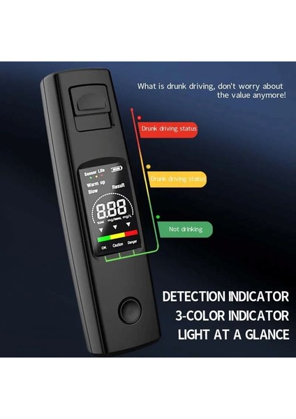 Taşınabilir Hassas Alkol Test Cihazı Temassız Üfleme Şarjlı Promil Ölçme Sürücü Alkol Testi
