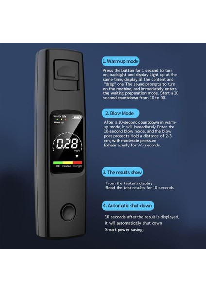 Taşınabilir Hassas Alkol Test Cihazı Temassız Üfleme Şarjlı Promil Ölçme Sürücü Alkol Testi fırsatları