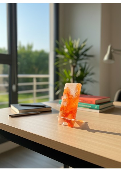 Pleksi Telefon Standı ve Telefon Tutucu Premium Karamel Epoksi Baskı Tasarım fırsatları