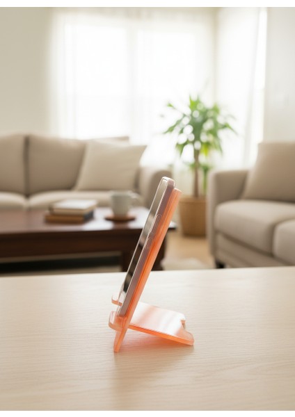 Pleksi Telefon Standı ve Telefon Tutucu Premium Karamel Epoksi Baskı Tasarım