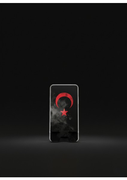 Pleksi Telefon Standı ve Telefon Tutucu Premium Ay Yıldız Epoksi Baskı Tasarım
