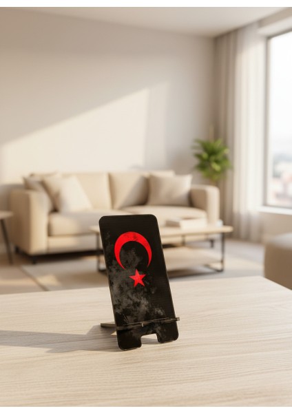 Pleksi Telefon Standı ve Telefon Tutucu Premium Ay Yıldız Epoksi Baskı Tasarım fırsatları