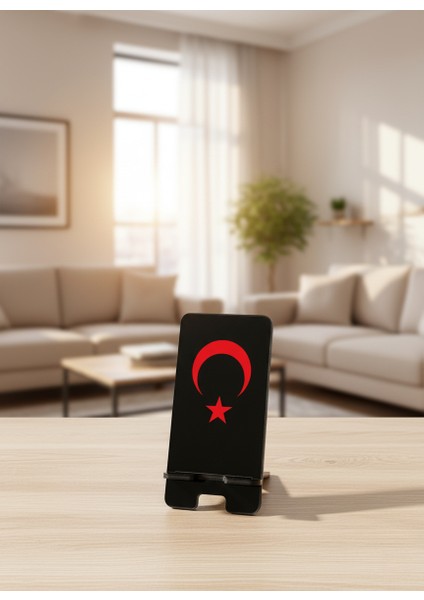 Pleksi Telefon Standı ve Telefon Tutucu Premium Ay Yıldız Epoksi Baskı Tasarım indirimleri