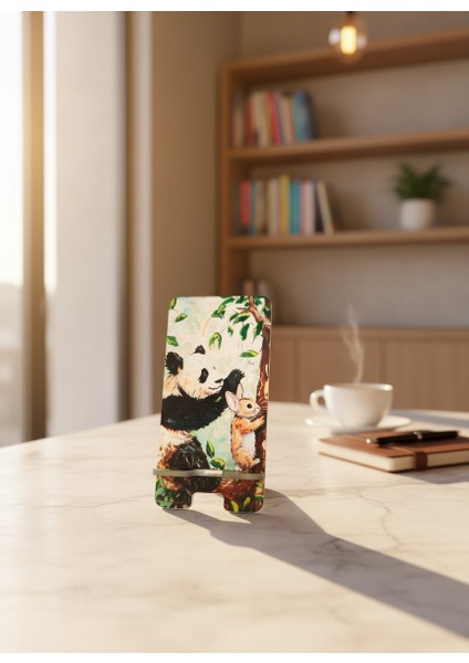 Pleksi Telefon Standı ve Telefon Tutucu Premium Panda Tavşan Baskı Tasarım fiyatları