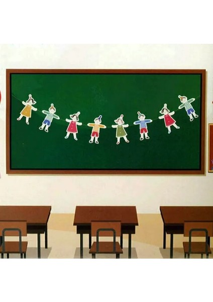 Neşeli Çocuklar El Ele Tutuşan Çocuk Flama Karton Banner Okul Süsleme - 1 Adet