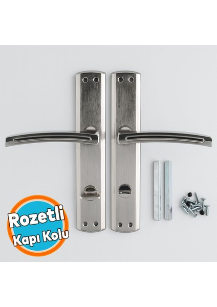 Wc Banyo Aynalı Kapı Kolu Nikel Inox Sağa Sola Uygun Iç Dış Wc Kapısı Kilitlenebilir 1 Takım