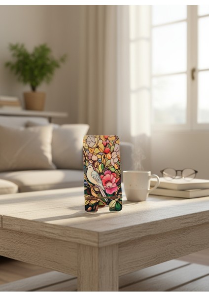 Pleksi Telefon Standı ve Telefon Tutucu Premium Beyaz Güvercin Epoksi Baskı Tasarım fiyatları