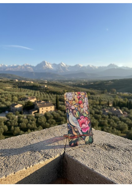 Pleksi Telefon Standı ve Telefon Tutucu Premium Beyaz Güvercin Epoksi Baskı Tasarım modelleri