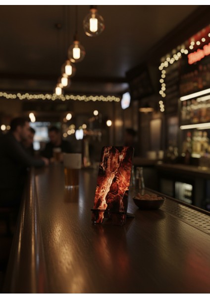 Pleksi Telefon Standı ve Telefon Tutucu Premium Kahverengi Mermer Epoksi Baskı Tasarım fırsatları