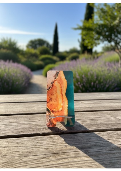 Pleksi Telefon Standı ve Telefon Tutucu Premium Dağ Deniz Epoksi Baskı Tasarım indirimleri