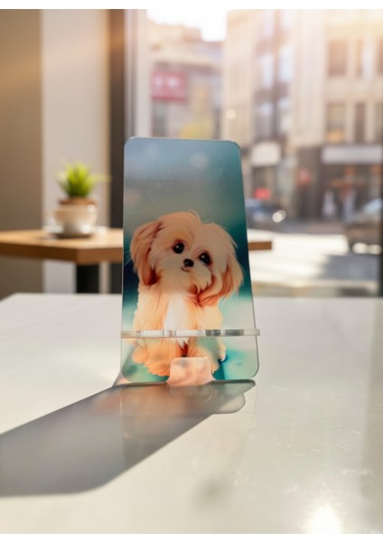 Pleksi Telefon Standı ve Telefon Tutucu Premium Sevimli Köpek Epoksi Baskı Tasarım modelleri