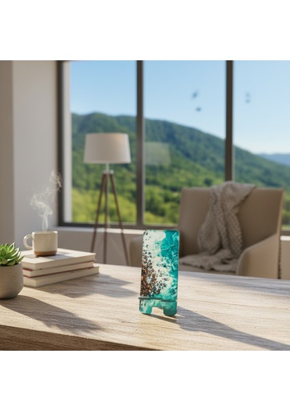 Pleksi Telefon Standı ve Telefon Tutucu Premium Kıyı Epoksi Baskı Tasarım fiyatları