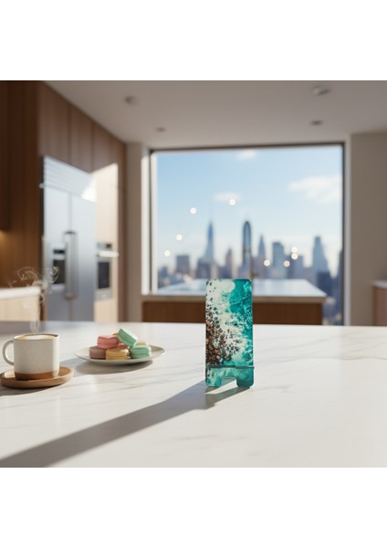 Pleksi Telefon Standı ve Telefon Tutucu Premium Kıyı Epoksi Baskı Tasarım modelleri